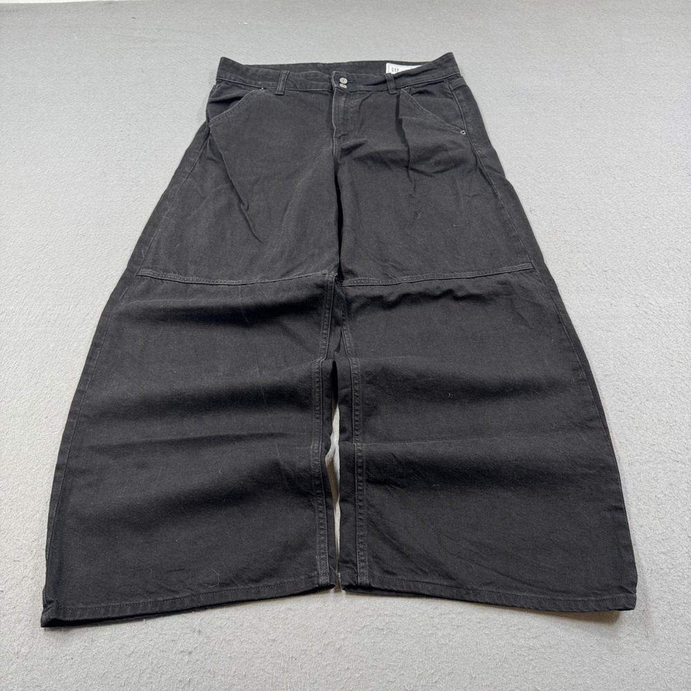 Gap Baggy Jeans Women's 30/10R Black Faded Mid Rise Wide Leg Skater Y2K Style